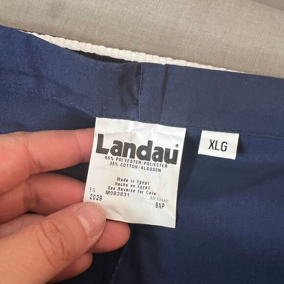 Landau NWT Navy Blue Flat Front Cargo Pockets Non-Stretch Scrub Pants size XL - Picture 6 of 8
